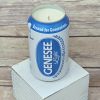 Upcycled Genny can holding a soy candle for Genesee Light fans.