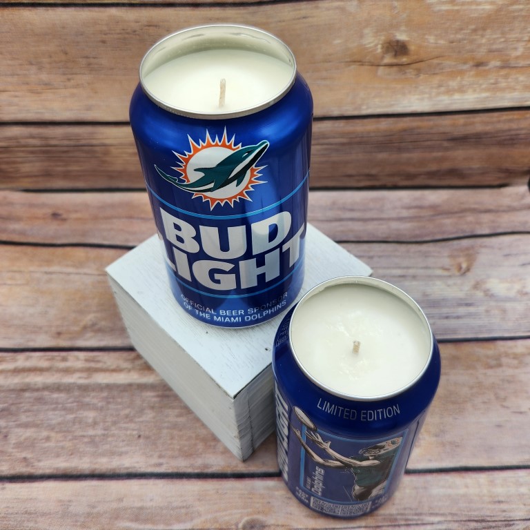 Bud Light 2023 Miami Dolphins NFL beer can soy wax candle