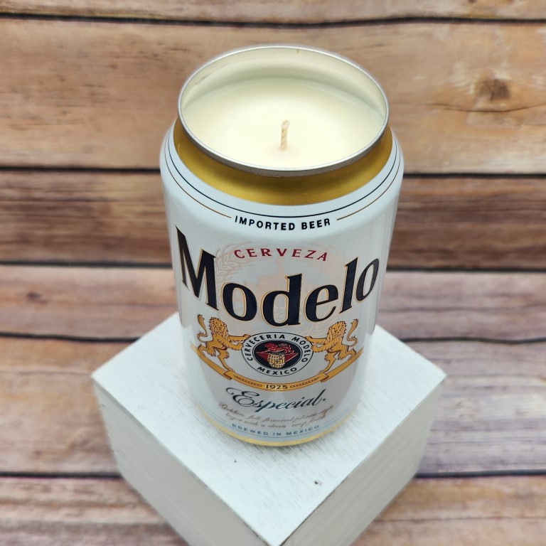 Modelo Especial beer can candle soy wax