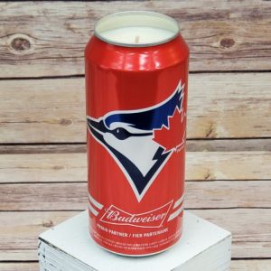 Budweiser Blue Jays candle top view