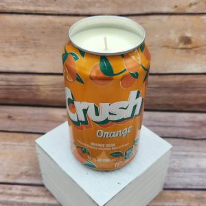 Hand-poured soy wax candle, Orange Crush soda can, by 716 Candle Co.