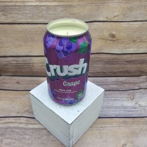 Soy, hand-poured Grape Crush candle in an upcycled soda pop can.