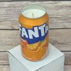 Hand-poured soy candle inside an upcycled Fanta Orange Soda can