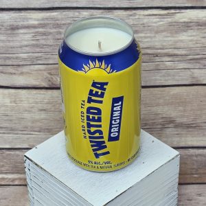 Hand-poured soy candle in a recycled Twisted Tea hard iced tea can from 716 Candle Co.