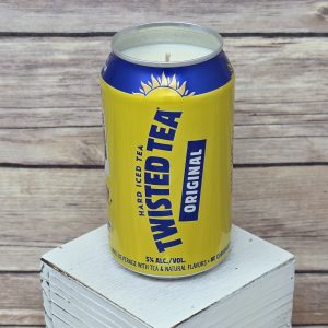 Hand-poured soy candle in a recycled Twisted Tea hard iced tea can from 716 Candle Co.