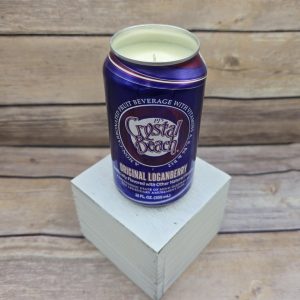 Hand-poured soy candle in an upcycled Crystal Beach can.