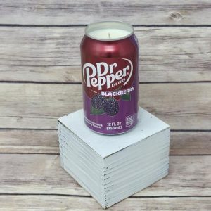 This Dr Pepper Blackberry soy candle comes in an upcycled can.