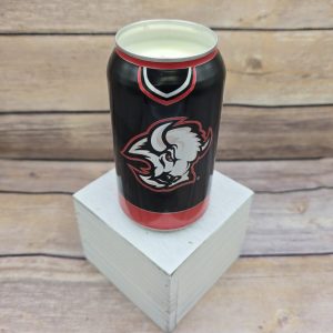 Decorative soy candle in an upcycled Labatt Blue Buffalo Sabres can