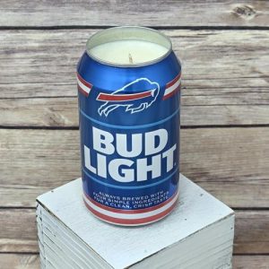Upcycled beer can with soy candle: Bud Light Buffalo Bills Mafia NFL