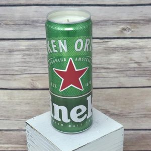 Soy candle, hand-poured in an upcycled Heineken can from 716 Candle Co.