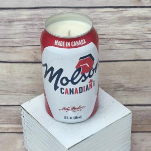 Molson Canadian beer can soy wax candle