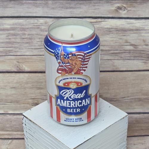 Real American Beer Hulk Hogan upcycled can soy candle